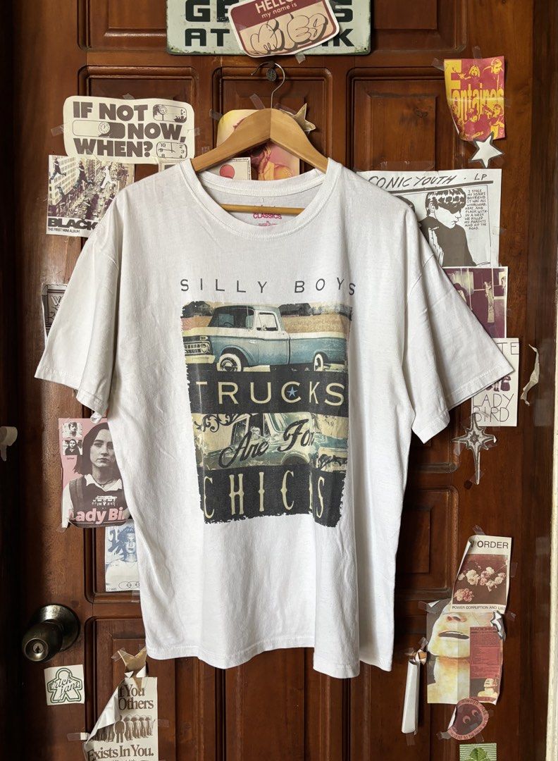 Silly Boys, Trucks Are For Chicks Graphic Tee (Category: Tshirts & Polo Shirts ) located in Calamba. Submitted by wearlikenobody (Listing ID 1463895725, Image 1). Description: Length: 28.5” Width: 22” Condition: 10/10 Issue: None Size: L.