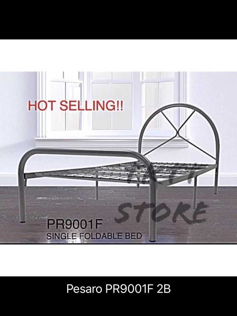 single foldable bed (Category: Bed Frames & Mattresses) located in Kepala Batas. Submitted by emeliaskll (Listing ID 1463789330, Image 2). Description: pickup or lalamove only.
