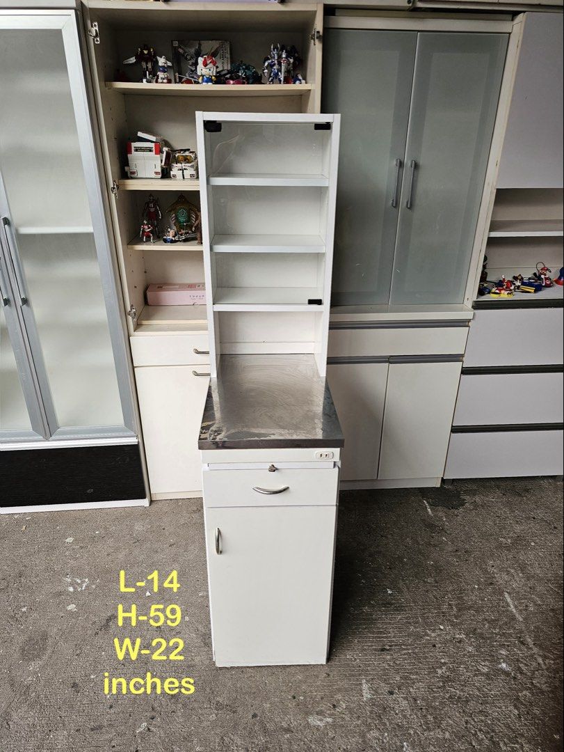 Slim Kitchen Cabinet ‼️ (Category: Shelves, Cabinets & Racks) located in Quezon City. Submitted by ledamadel (Listing ID 1463759768, Image 1). Description: Slim Kitchen Cabinet ‼️₱6800‼️ 👉Space Saver! 🤩😘🥰 ✔L-14 H-59 W-22 inches 📏 ✔2 Doors,4 Shelfs & 2 Drawers 🗄 ✔Laminated 🔖 ✔️Compress & Plywood Back! 💢 ✔Scratches As-is! 👌 Location: 40 Aplaya St Napocor Vill. Tandang Sora Quezon City. For inquiry please Pm us or Call. 09066885859 Please l