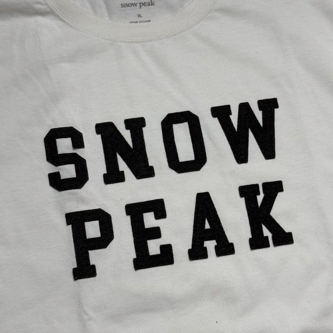 SNOW PEAK - Felt Logo Tshirt (Category: Activewear) located in Cavite. Submitted by gooditems.cavite (Listing ID 1463870835, Image 3). Description: Size xl on tag Dimensions posted already Authentic With minimal dirt only *washable*.
