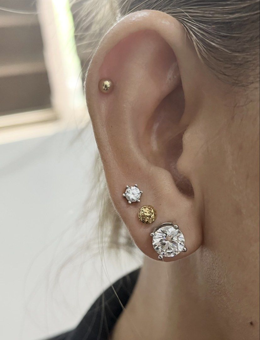 Sparkling Stud Earrings in Black Velvet Box (Category: Earrings) located in Manila. Submitted by missyoung222 (Listing ID 1463800715, Image 2). Description: -Moisannite Silver Stud Earrings .03ct (total .06 ct) -with Certificate - Elegant stud earrings with a subtle, noticeable sparkle. - Classic four-prong setting for a timeless look. - Versatile: Ideal for everyday wear or special occasions. - Presented in a luxurious black velvet jewelry box. 