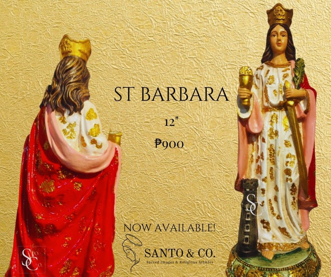St. Barbara (Category: Religious Items) located in Paranaque City. Submitted by santo_coph (Listing ID 1463774748, Image 3). Description: ✨ NEW ARRIVAL: ST. BARBARA ✨ Bring home a symbol of unwavering faith, courage, and protection. Our newly crafted 12-inch image of St. Barbara is now available at Santo & Co.! 🛡 St. Barbara is a beloved third-century martyr revered as the patron saint of armorers, artillerymen, architects, and firefighters. Kno