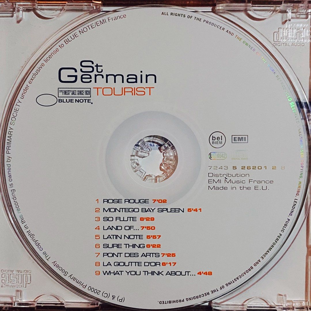 St. Germain - Tourist CD Album (Category: CDs & DVDs) located in Taguig. Submitted by znarfscriber (Listing ID 1463792190, Image 3). Description: St. Germain Tourist CD Album Made In The EU EMI Music France 2000 Cover: EX Media: NM RFS: Decluttering/Need Funds.
