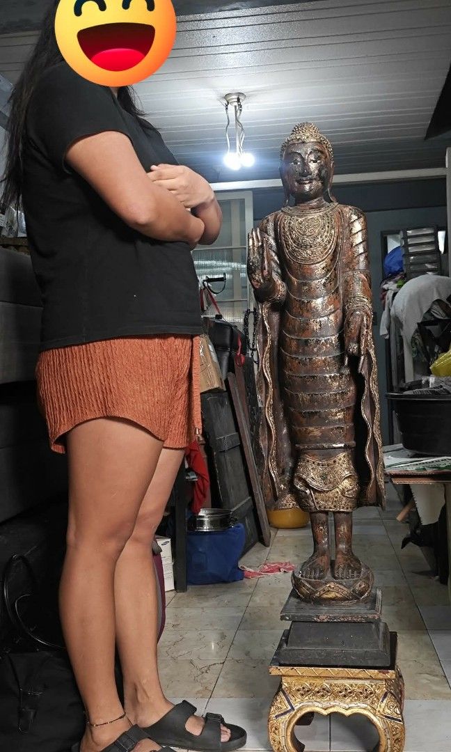 standing Burmese Buddha statue (Category: Other Home Decor) located in Manila. Submitted by thrifty.sh0p (Listing ID 1463755056, Image 1). Description: solid 1piece wooden standing Burmese Buddha statue walang crack or anay.