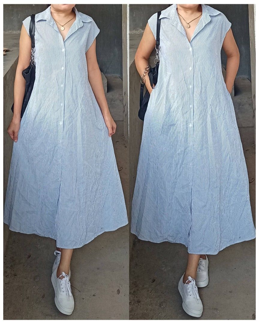 Stripe trend button down dress (Category: Dresses) located in Davao. Submitted by kannikasok1987 (Listing ID 1463752814, Image 1). Description: Wd side pocket Cotton Bust 36 Waist up 36 L 46 good as new.