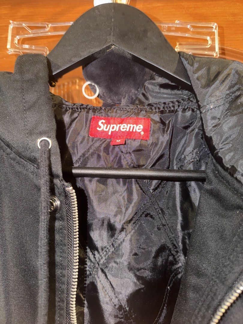 Supreme black sabbath parka jacket (Category: Coats, Jackets and Outerwear) located in Quezon City. Submitted by djrakrakantodamax (Listing ID 1463895223, Image 3). Description: - Black Supreme jacket with hood - Embroidered Supreme logo on chest - Quilted lining for warmth - Button and zip closure - Drawstring hem for adjustable fit - Two front zip pockets - Ideal for cooler weather RARE.