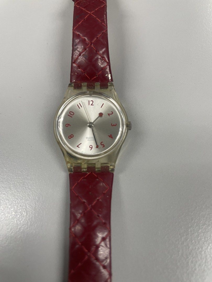 Swatch Vintage Red Leather Watch (Category: Accessory Holder, Box & Organizers) located in Antipolo. Submitted by lilhermes (Listing ID 1463753586, Image 2). Description: Unisex In good condition Original Strap.