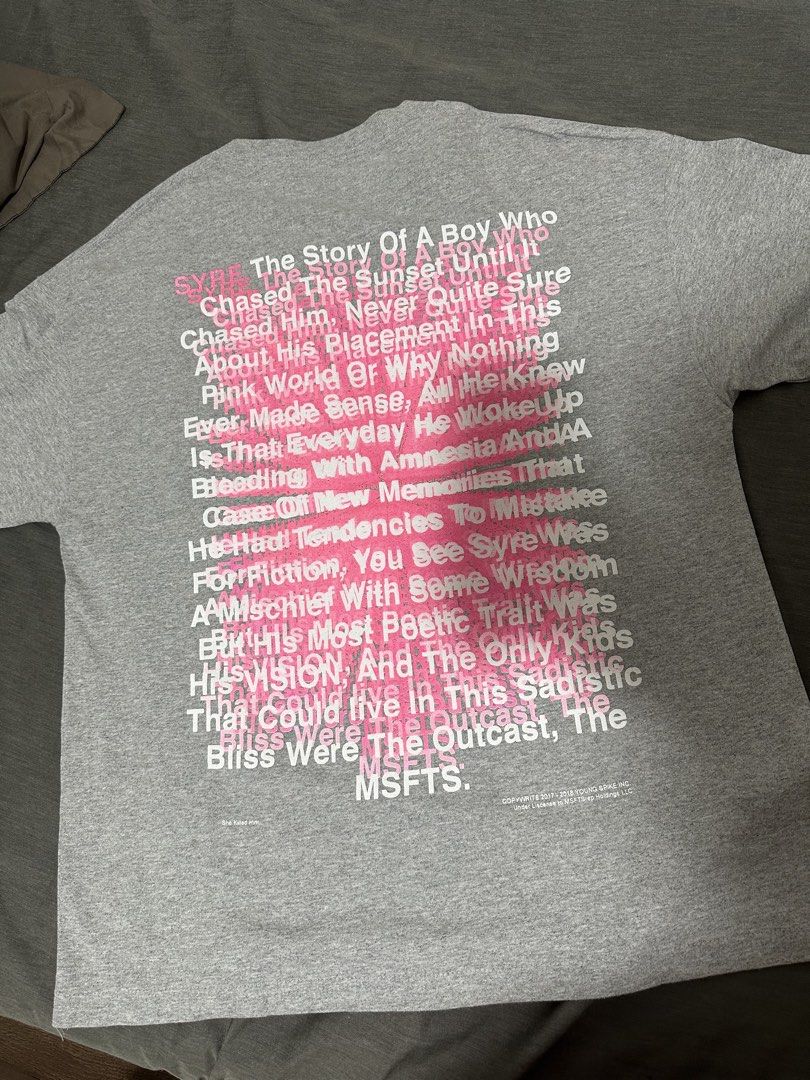 Syre jaden smith merch (Category: Tshirts & Polo Shirts ) located in Subic. Submitted by declutterbyshit (Listing ID 1463782290, Image 2). Description: RARE OFFICIAL MERCH OF JADEN SMITH 27.5x21 - Features "A Beautiful Confusion" graphic on the front - Back has lyrics from Syre - Made from comfortable cotton material - Ideal for casual wear - Perfect for fans of Jaden Smith.