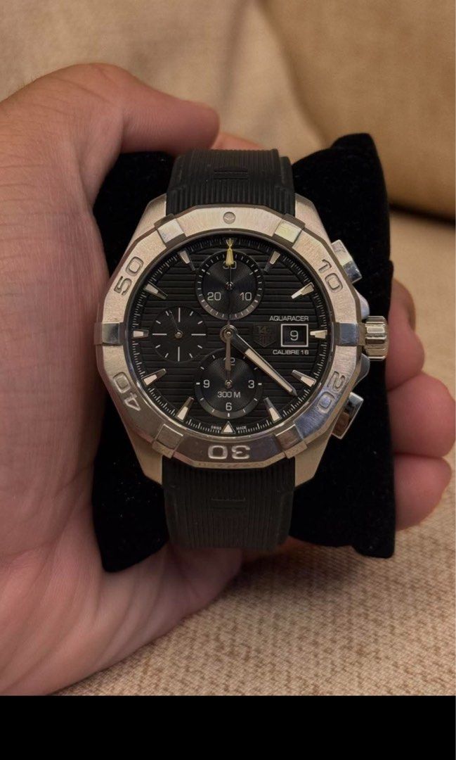 TAG Heuer Aquaracer Automatic Chronograph Watch (Category: Luxury Watches) located in Las Pinas. Submitted by abramjared (Listing ID 1463773609, Image 1). Description: TAG Heuer Aquaracer 300M Brand: TAG Heuer Collection: Aquaracer Model: Aquaracer 300M Reference number: CAP2110.FT6028 Movement: Automatic Bracelet: Rubber Diameter: 42mm.