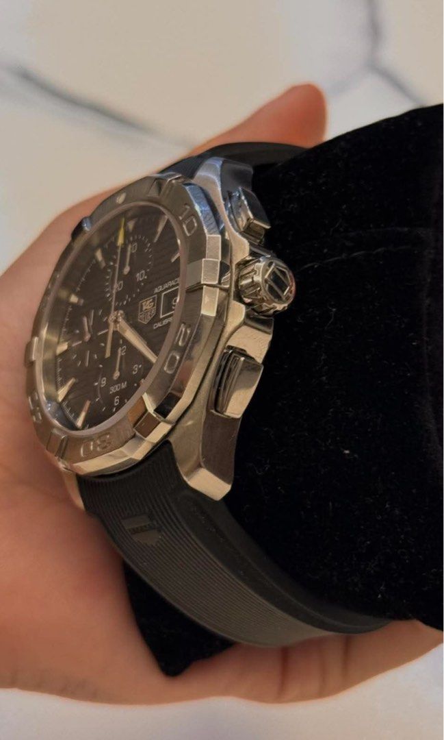 TAG Heuer Aquaracer Automatic Chronograph Watch (Category: Luxury Watches) located in Las Pinas. Submitted by abramjared (Listing ID 1463773609, Image 3). Description: TAG Heuer Aquaracer 300M Brand: TAG Heuer Collection: Aquaracer Model: Aquaracer 300M Reference number: CAP2110.FT6028 Movement: Automatic Bracelet: Rubber Diameter: 42mm.
