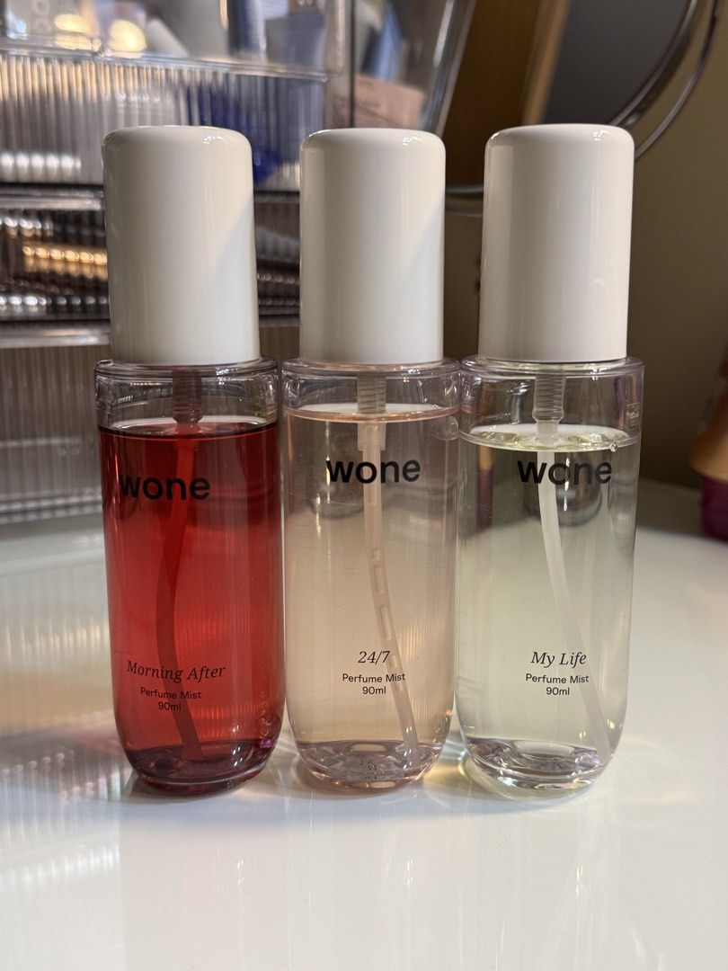 TAKE ALL! WONE PERFUME MIST (Category: Fragrance & Deodorants) located in Quezon City. Submitted by declutteringella (Listing ID 1463762296, Image 2). Description: 24/7 brand new My Life used 3-4 times Happy Hour used 2 times no box.