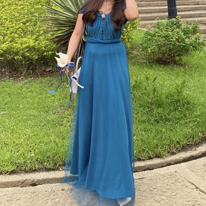 Teal Blue Infinity Dress with Tulle (Category: Evening dresses & gowns) located in Caloocan City. Submitted by mkjh_ (Listing ID 1463932558, Image 2). Description: MAID OF HONOR / BRIDESMAID TEAL BLUE DRESS 💙 ₱300 only! • Once worn • Teal blue • SMALL-MEDIUM SIZE • Perfect for weddings, events, or formal occasions • Good condition • RFS: No longer needed PM me if interested! 😊.