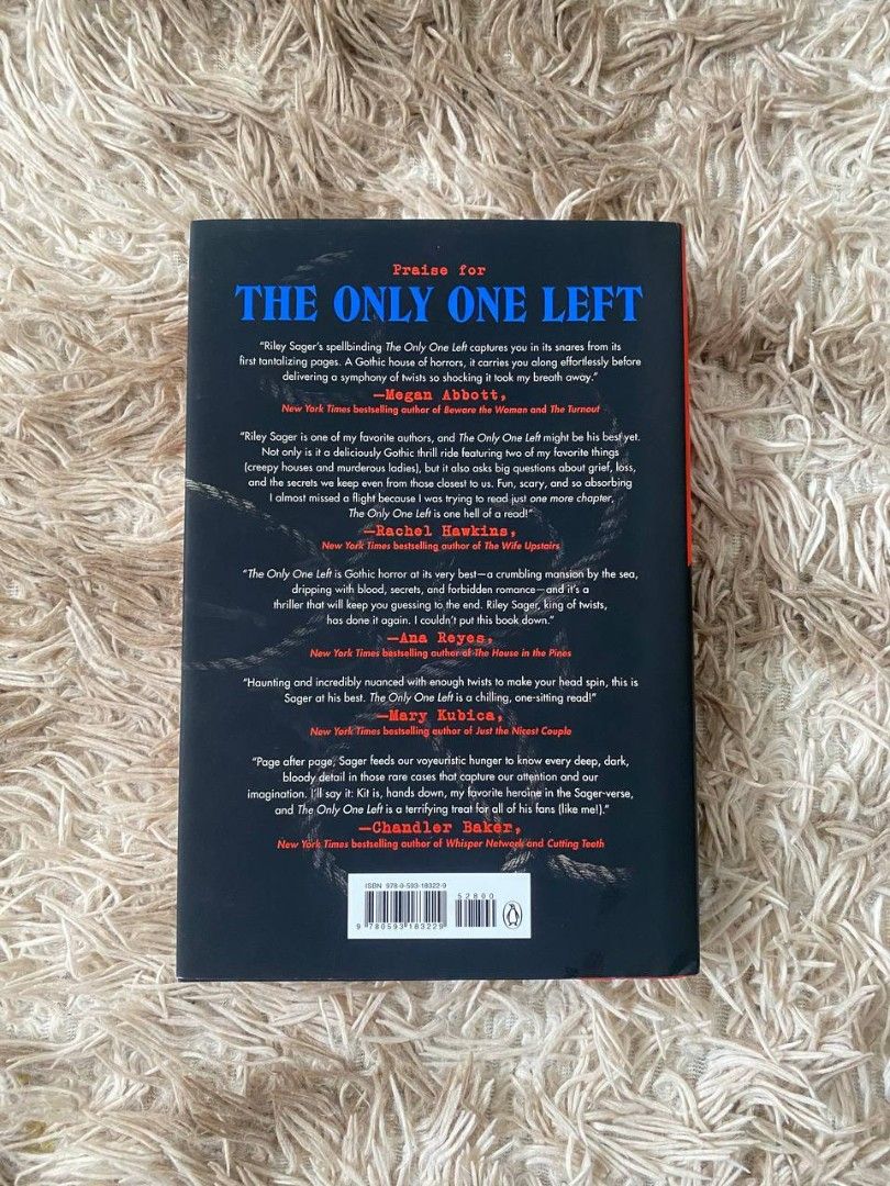 The Only One Left by Riley Sager - Hardbound (Category: Storybooks) located in Cainta. Submitted by bitsandbinding (Listing ID 1463817192, Image 2). Description: Very good condi. PAYO | NO COD MOD: Lalamove, J&T Delivery fee shouldered by buyer. No rush shipping po. Thank you. 📍Cainta, Rizal.