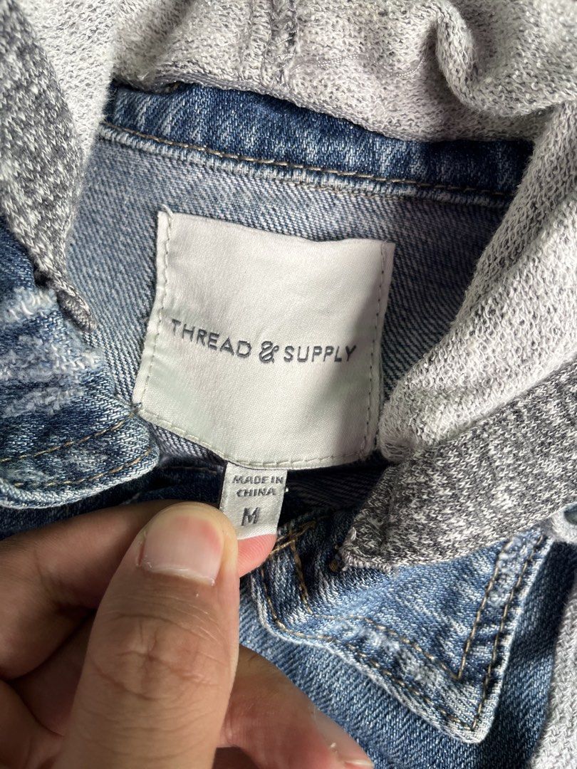 THREAD&SUPPLY DENIM JACKET (Category: Coats, Jackets and Outerwear) located in Quezon City. Submitted by kentstuff (Listing ID 1463838871, Image 3). Description: THREAD & SUPPLY Size M On Tag Shoulder-Hem : 20.5” Pit-Pit : 18.5” Condition: Excellent CR: 9.8/10 Flaws: ❌ Needwash DISCLAIMER: This is a thrifted item. All brands, logos, and trademarks belong to their rightful owners. We’re here to rehome great pieces — no brand affiliation intended..