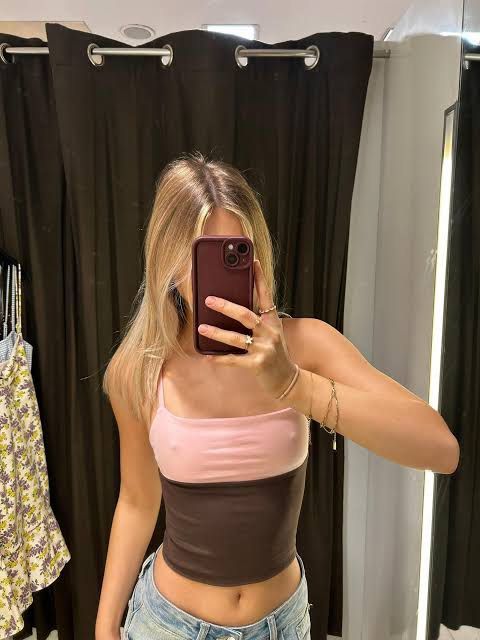 Two-tone pink choco tube top (Category: Sleeveless) located in Binan City. Submitted by lodeovn (Listing ID 1463804798, Image 2). Description: note: this is over 🏃 size small to semi med brand new never been worn mop: gcash mod: jnt loc: biñan laguna.
