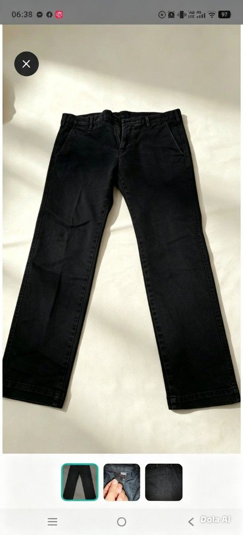 Uniqlo Black Chinos Pants (Category: Chinos) located in Manila. Submitted by noblehorse-dccec0 (Listing ID 1463764342, Image 1). Description: - Uniqlo Black Chinos - Straight Leg Fit - Perfect for casual or smart-casual outfits - Comfortable fabric Size 32-34 strechable - Please check photos for detailed condition.
