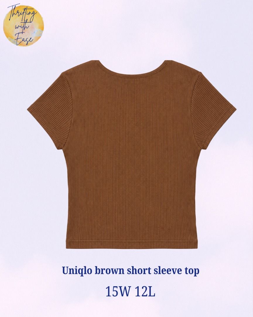 Uniqlo Brown Sleeve Top (Category: Shirts) located in Manila. Submitted by tr_w_ez (Listing ID 1463823424, Image 2). Description: Uniqlo Brown Short-Sleeve Top Thrifting with ease is not affiliated or associated with any of the brands featured. All trademarks and copyrights reserved to the original brand holders. Size: Medium Condition: 9/10 Color rate: 9.8/10 Issue: None Price: 425 Note📌: Comment mine or dm me for payment & shipping Take Note: 