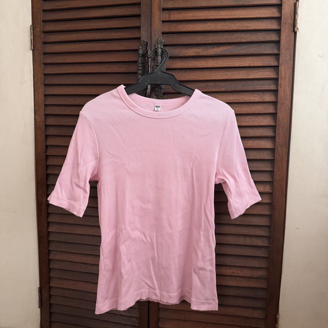 Uniqlo Pink Ribbed Top (Category: Shirts) located in Las Pinas. Submitted by francesca.finds (Listing ID 1463814416, Image 1). Description: - LAST PRICE - no photo when worn.