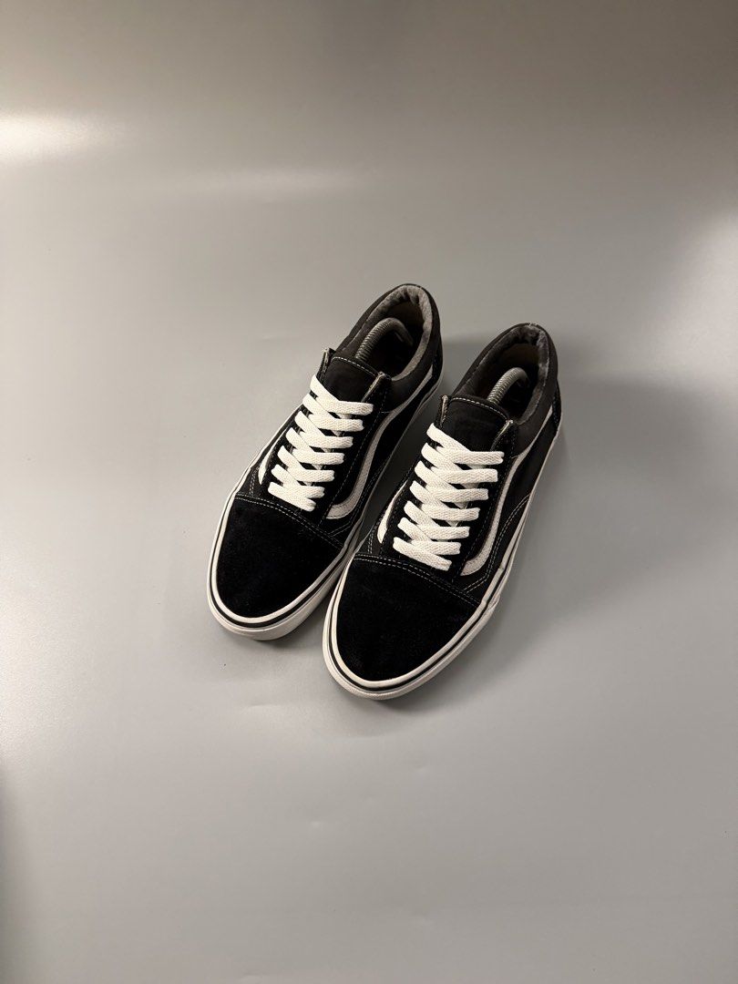 Vans Old Skool Black White Suede Sneakers (Category: Sneakers) located in Caloocan City. Submitted by maempenafi21452 (Listing ID 1463751347, Image 1). Description: - Classic Vans Old Skool sneakers - Black suede with iconic white side stripe - White rubber sole - Versatile staple for any casual outfit - Great for everyday wear - Size: US 9.5 Men's / 11 Women's - Please check photos for detailed condition.