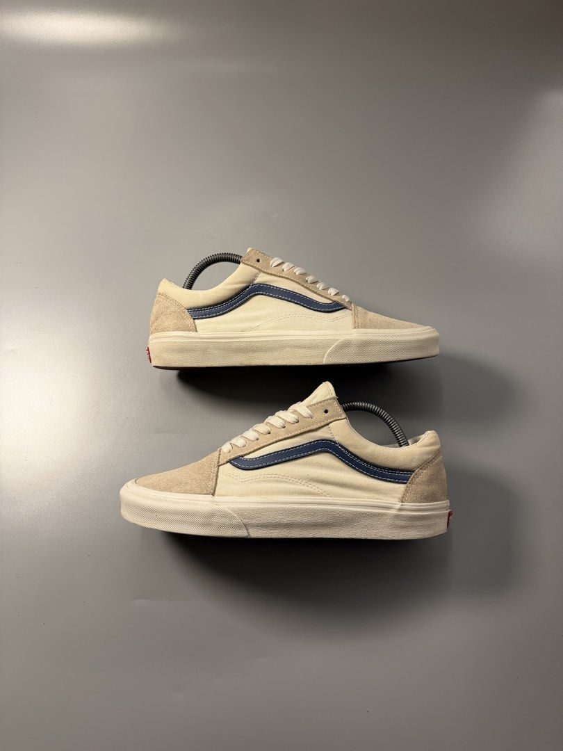 Vans Old Skool Cream Suede Canvas Shoes (Category: Sneakers) located in Caloocan City. Submitted by maempenafi21452 (Listing ID 1463750355, Image 2). Description: - Cream Vans Old Skool - Suede and canvas upper - Classic navy side stripe - White laces and sole - Ideal for everyday wear - Please check photos for condition details.