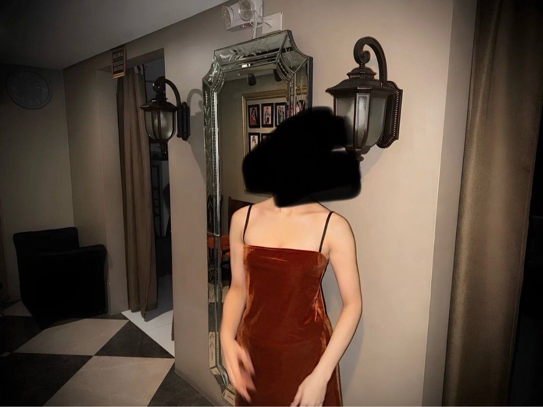 Velvet Slip Dress - Rust Orange (Category: Dresses) located in Quezon City. Submitted by macey_store (Listing ID 1463824326, Image 1). Description: - Rust orange velvet slip dress - Spaghetti straps - Midi length - Perfect for a night out or special occasion - Fabric has a beautiful sheen - Fits true to size - Only worn once.