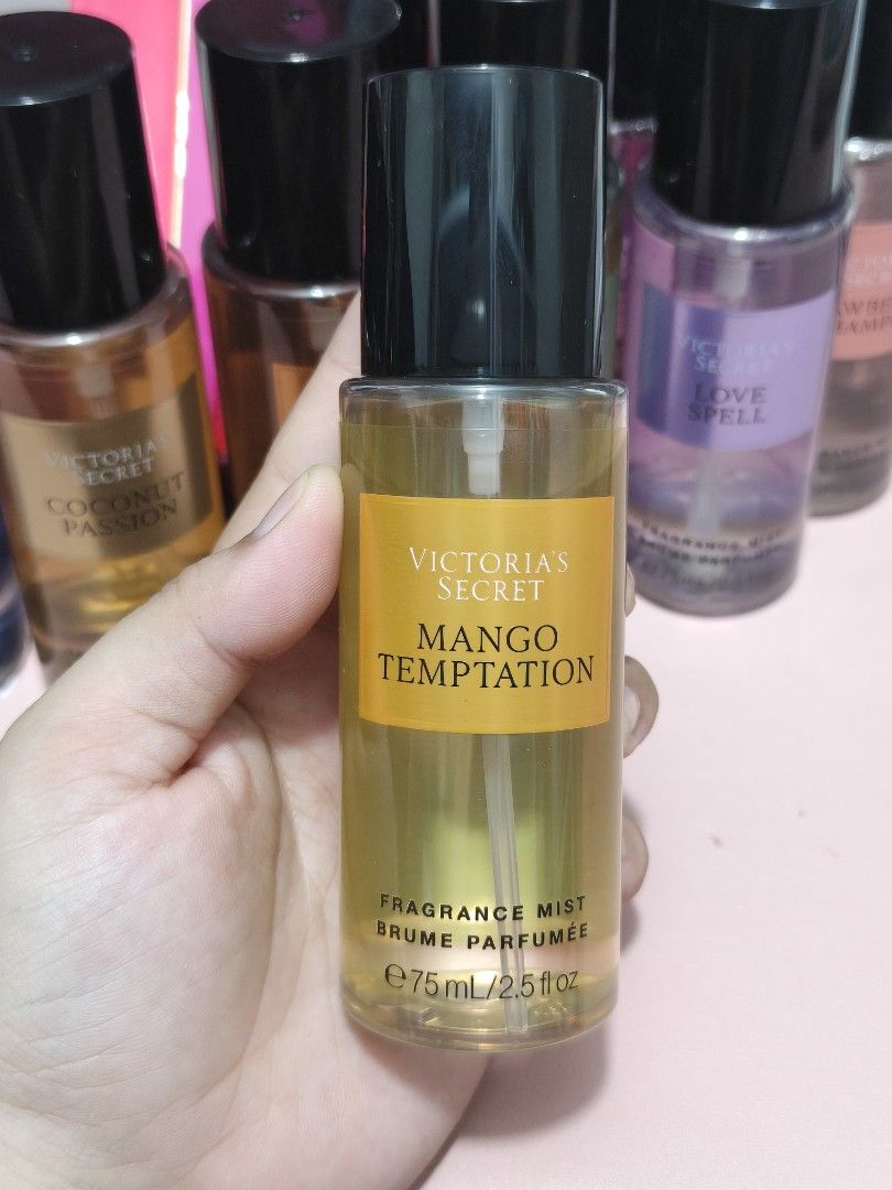 Victoria Secret Mini Collection (75ml) (Category: Fragrance & Deodorants) located in Rizal. Submitted by pinklemonade_ (Listing ID 1463819868, Image 2). Description: Victoria Secret Mini's Collection 1. Bare vanilla 2. Mango Temptation 3. Love spell 4. Aqua Kiss 5. Midnight Bloom 6. Coconut Passion 7. Vanilla Lace 8. Pear Glacé 9. Velvet Petals 10. Pure Seduction.