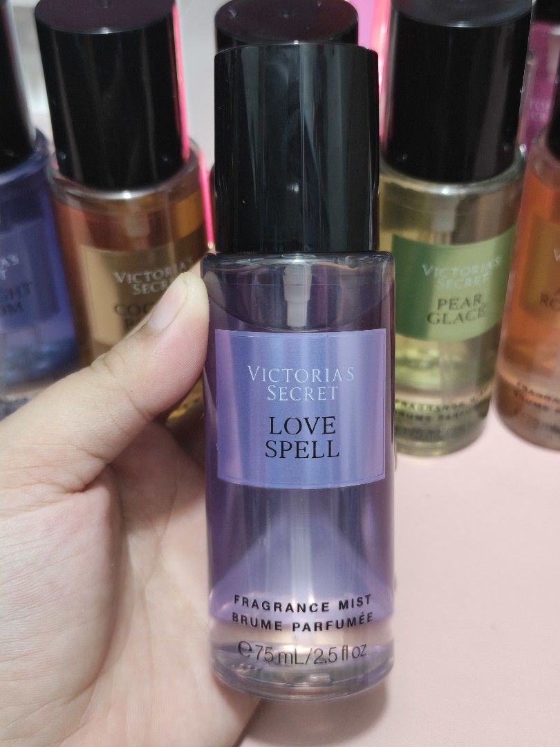 Victoria Secret Mini Collection (75ml) (Category: Fragrance & Deodorants) located in Rizal. Submitted by pinklemonade_ (Listing ID 1463819868, Image 3). Description: Victoria Secret Mini's Collection 1. Bare vanilla 2. Mango Temptation 3. Love spell 4. Aqua Kiss 5. Midnight Bloom 6. Coconut Passion 7. Vanilla Lace 8. Pear Glacé 9. Velvet Petals 10. Pure Seduction.