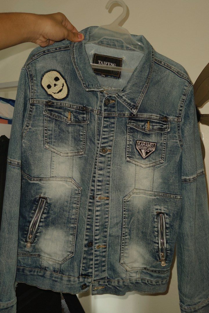 Vintage Chinese Brand Denim Jacket (Category: Coats, Jackets and Outerwear) located in Manila. Submitted by jayzee1101 (Listing ID 1463814973, Image 3). Description: RFS: decluttering. negotiable. the jacket’s rock-inspired graphics with bold skull designs and edgy typography/statements that give it an unmistakable underground, alternative edge. heavy weight jacket..