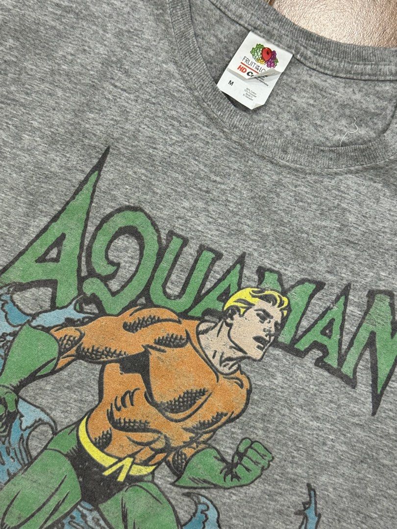 Vintage DC Comics Aquaman - Mendium Mens (Category: Tshirts & Polo Shirts ) located in Quezon City. Submitted by kingofatlantis (Listing ID 1463771496, Image 2). Description: Heather Grey Vintage DC Comics Aquaman in mens Medium. Worn once or twice, prints in mint condition. No pin holes or issues. Shirt is Fruit of the Loom HD cotton. WYSIWYG • Body Length: 29 inches / 71 cm • Chest Width (Flat): 20 inches / 51 cm (fits chest sizes 38–40 inches 