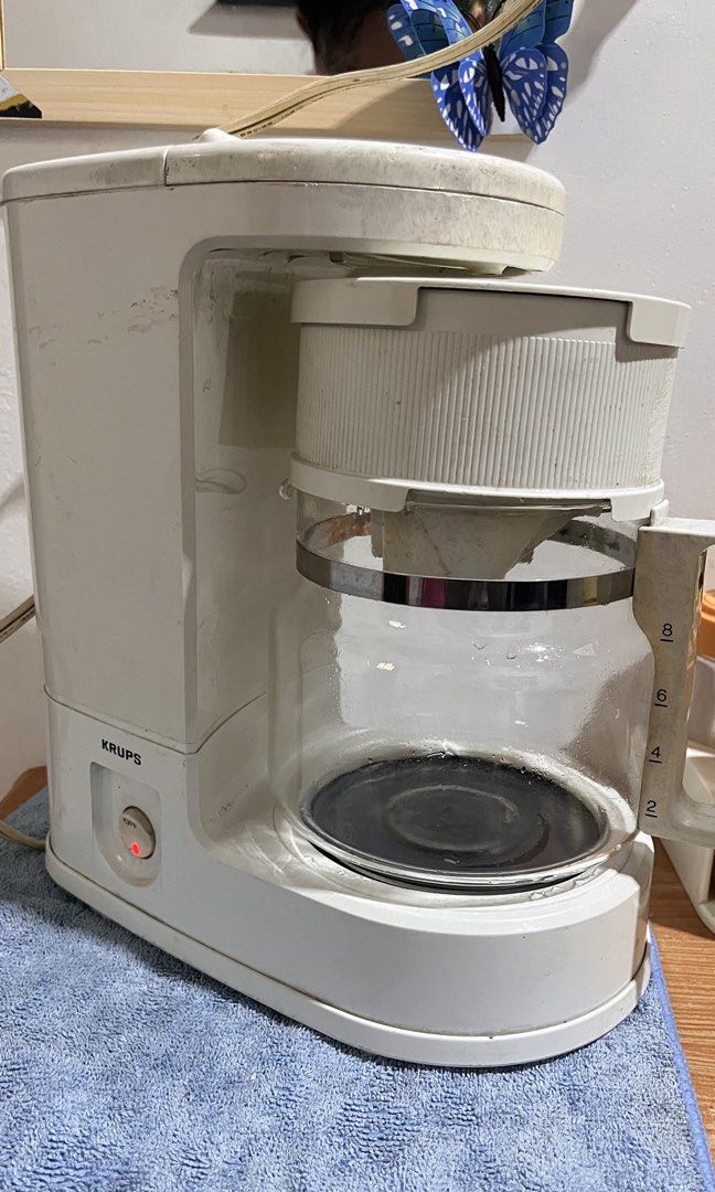 Vintage KRUPS Type 158 Brewmaster Drip Coffee Maker (Made in Germany) (Category: Coffee Machines & Makers) located in Dinalupihan. Submitted by banditvaultco (Listing ID 1463772242, Image 1). Description: Brand: KRUPS (Model: Type 158) Origin: Made in Germany Power: 120V / 60Hz / 850W (Requires a step-down transformer for local PH outlets) Capacity: 8-cup glass carafe included Condition: Working condition. Physically shows minor surface scratches