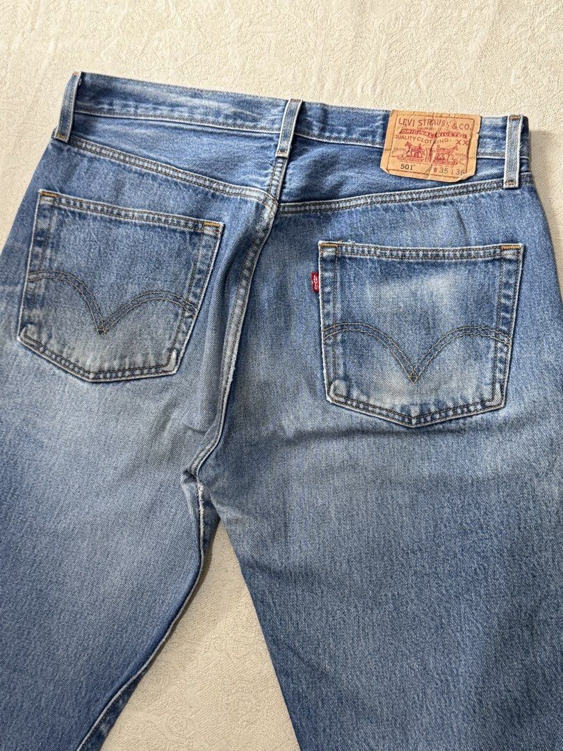 Vintage Levi’s 501 Button Fly Jeans (Category: Jeans) located in Angeles City. Submitted by luigisells (Listing ID 1463907197, Image 3). Description: Size 35 Very Good Condition Issue/s: stains, fades & patina MOP: Gcash or Bank Transfer Courier: J&t Express.