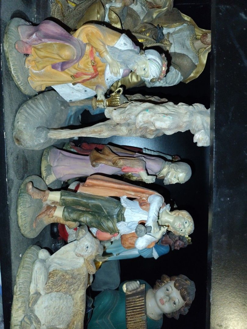 Vintage Nativity Scene Figurines Set (Category: Vintage Collectibles) located in Manila. Submitted by silentstar-0f4b (Listing ID 1463812047, Image 1). Description: - Vintage Nativity Scene Figurines - Set includes Mary, Joseph, Baby Jesus, Wise Men, and animals (cow, lamb) - Figures feature detailed clothing and expressions - Some figures are quite large - Sold as a complete lot - Ideal for Christmas decoration MALALAKI ITO.