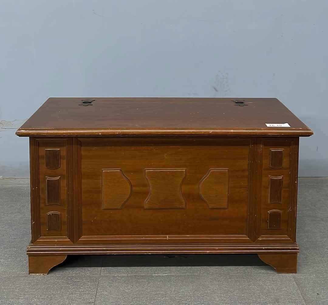 Vintage Wooden Storage Chest Trunk (Category: Storage Boxes & Baskets) located in Manila. Submitted by keenhorse.30d35c (Listing ID 1463842375, Image 1). Description: - Solid wood storage chest - Ideal for blankets, toys, or general storage - Features an attractive decorative front panel - Hinges are in good working condition - Interior is clean and ready for use - Approximate dimensions: 3 feet long.