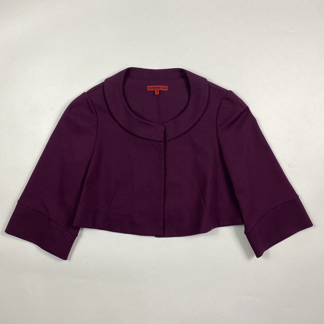Vivienne Tam - Round Collar Cropped Blazer (Category: Coats, Jackets and Outerwear) located in Iloilo. Submitted by s3condh4nd. (Listing ID 1463875108, Image 1). Description: Tagged Size : Petite Condition : 10/10 Dimensions Width - 17 Length - 14 Shoulder - 13 Sleeve - 14 Condition : This item is used , Please don’t expect if it is like brand new. Measured : Laid Flat by Inches Payment : GO TYME / BPI.