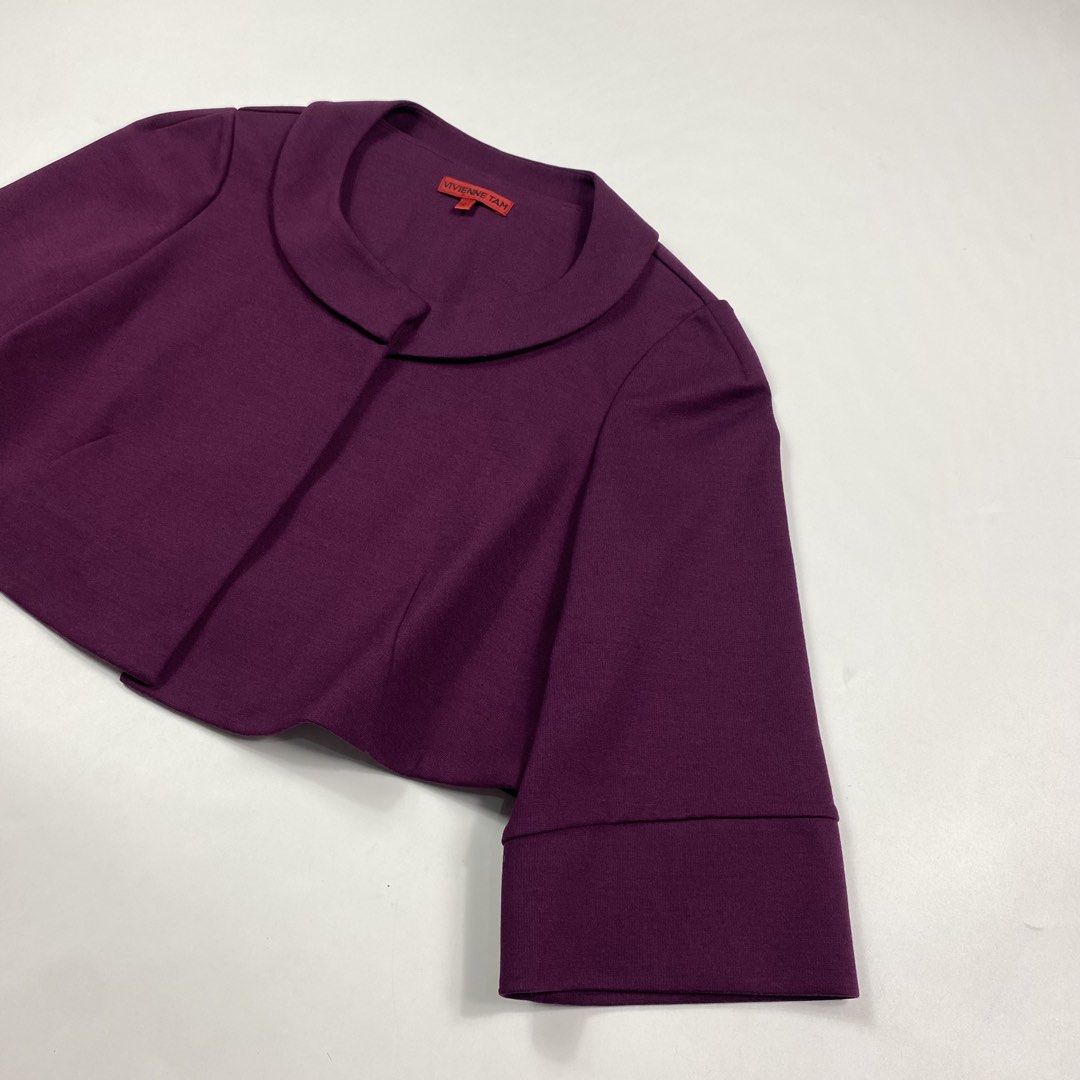 Vivienne Tam - Round Collar Cropped Blazer (Category: Coats, Jackets and Outerwear) located in Iloilo. Submitted by s3condh4nd. (Listing ID 1463875108, Image 3). Description: Tagged Size : Petite Condition : 10/10 Dimensions Width - 17 Length - 14 Shoulder - 13 Sleeve - 14 Condition : This item is used , Please don’t expect if it is like brand new. Measured : Laid Flat by Inches Payment : GO TYME / BPI.