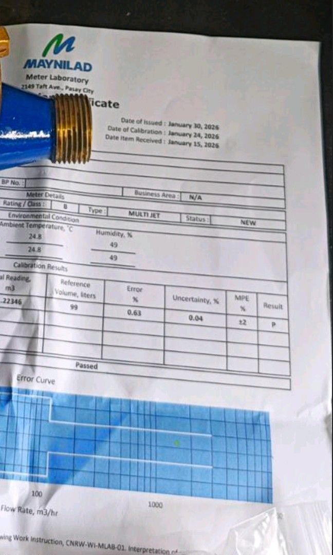Water meter with maynilad certificate calibration (Category: Construction Tools & Equipment) located in Manila. Submitted by jaceandre (Listing ID 1463787032, Image 2). Description: interested poba kayo massage/call me 09855604888.