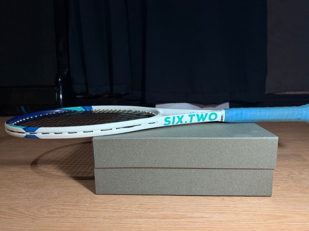 Wilson six.two Tennis Racket (Category: Racket and Ball Sports) located in Caloocan City. Submitted by vincewills44898607 (Listing ID 1463762882, Image 3). Description: Bought from official Wilson website Head: 105 in Length: 27.5 cm Grip size: 4 3/8” (3) Including FREE Wilson Grip Tape Used Original Price: ₱3,700 QC Area [Lalamove/Meetup].