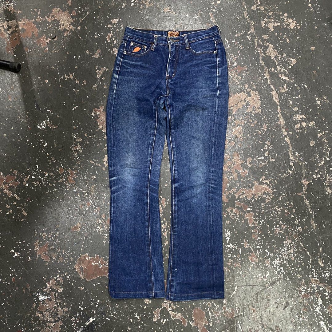 W&LT Wild and Lethal Jeans - Blue Denim (Category: Jeans) located in Cagayan de Oro. Submitted by sumamestreethub (Listing ID 1463875008, Image 2). Description: - Brand: W&LT (Wild and Lethal Jeans) - Color: Blue Denim - Fit: Classic with a slight flare at the bottom - Details: Orange stitching on back pockets, lightning bolt detail on coin pocket - Origin: Made in Italy - Material: 100% Cotton.