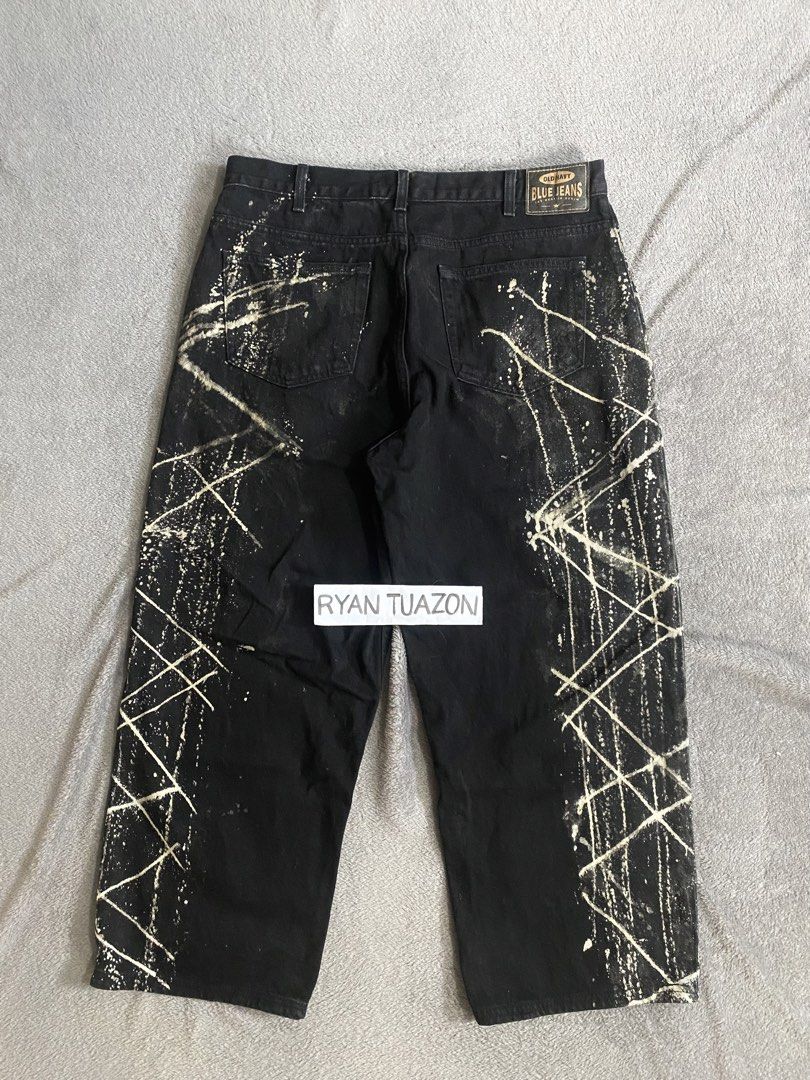 Y2K Old Navy Black Denim Pants (Customized) (Category: Jeans) located in Lubao. Submitted by thriftlangph (Listing ID 1463929927, Image 3). Description: 🏷P499 Y2K Old Navy Black Thick Denim Pants (Customized ata) 36W x 37.5L 14 Thigh x 10 HEM 9.5/10 color rate Excellent No issue.