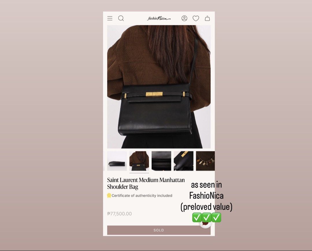 YSL MEDIUM MANHATTAN (Category: Luxury Bags & Wallets) located in Manila. Submitted by grabmybags (Listing ID 1463755576, Image 2). Description: PLS READ BELOW DETAILS ⬇️⬇️⬇️ I will not entertain questions included in below info! (make reading a habit) ALL AVAILABLE! ON HAND! SOLD ITEM = DELETED NOT OPEN FOR SWAP Self-Authentication Recommended Images are of actual item for sale‼️ Refrain from asking more pictures ❌ * No Major flaws (barely signs