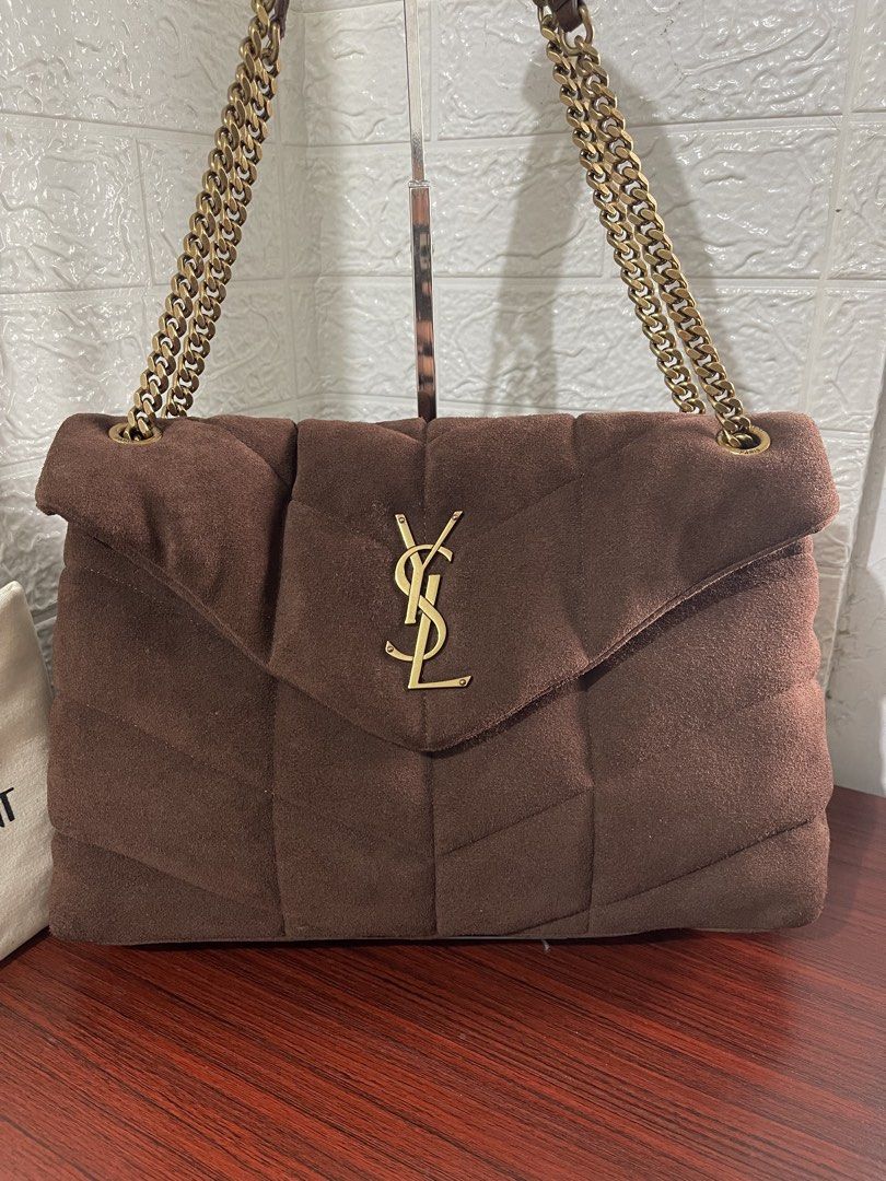 YSL PUFFER MEDIUM SUEDE (Category: Luxury Bags & Wallets) located in Manila. Submitted by grabmybags (Listing ID 1463780642, Image 3). Description: PLS READ BELOW DETAILS ⬇️⬇️⬇️ I will not entertain questions included in below info! (make reading a habit) ALL AVAILABLE! ON HAND! SOLD ITEM = DELETED NOT OPEN FOR SWAP Self-Authentication Recommended Images are of actual item for sale‼️ Refrain from asking more pictures ❌ * No Major flaws (barely si