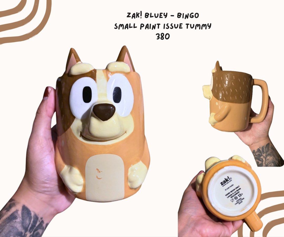 ZAK! Bluey - Bingo Mug (Category: Coffee & Tea Tableware) located in Pasig City. Submitted by homeyvibesph (Listing ID 1463772527, Image 1). Description: Paint issue on tummy.