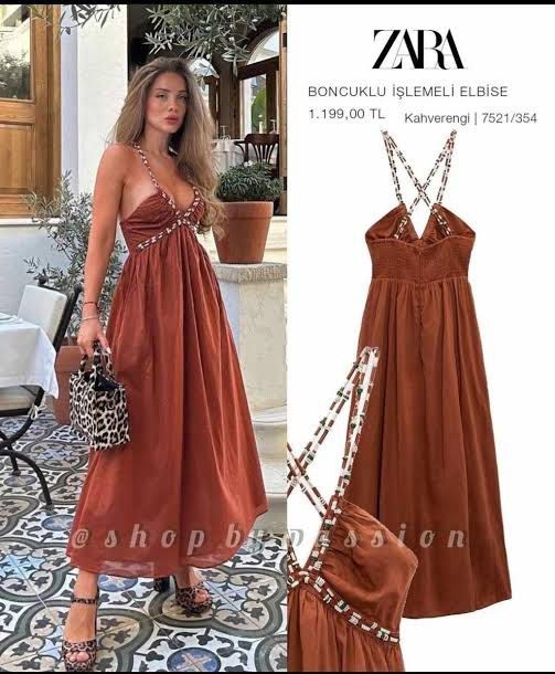 ZARA Cotton Beaded Strap Dress (Category: Dresses) located in San Miguel. Submitted by sbbyjy (Listing ID 1463898223, Image 3). Description: used once only! size small :).