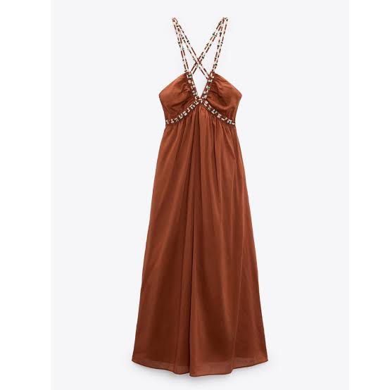 ZARA Cotton Beaded Strap Dress (Category: Dresses) located in San Miguel. Submitted by sbbyjy (Listing ID 1463898223, Image 1). Description: used once only! size small :).