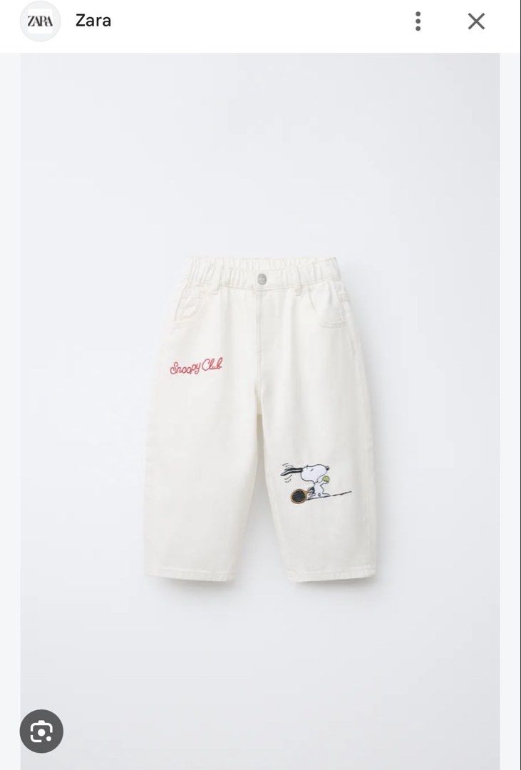 Zara Peanut/Snoopy white pants for 3Y (Category: Babies & Kids Fashion) located in Quezon City. Submitted by zntinycloset (Listing ID 1463813668, Image 1). Description: .