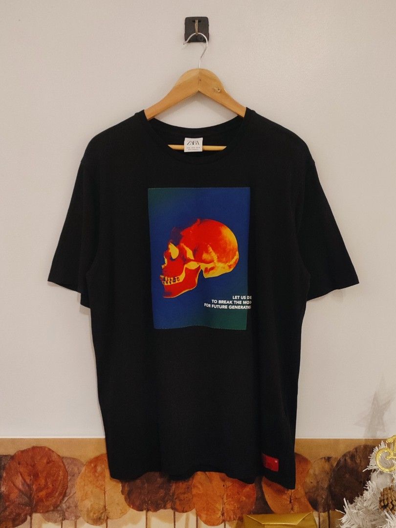 Zara Skull Tee (Category: Tshirts & Polo Shirts ) located in Ibajay. Submitted by trendholicrepublique (Listing ID 1463887754, Image 1). Description: Zara Skull Tee 299 Php Color Rate 9.8/10 XL On Tag (21 x 29) Very Good to Excellent Condition (need wash).
