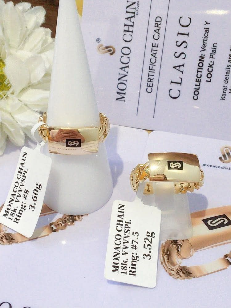 18k Monaco gold ring (Category: Rings) located in Manila. Submitted by bhelgoldseller2ndaccount (Listing ID 1463973803, Image 3). Description: New!!✨New!!✨New!! Authentic 18k Monaco Golds 💯pawnable/naisasanla 💯with high appraisal rate 💯good investment 💯Direct supplier price 👉OPEN for resellers 🌺please take time to evaluate their actual sizes and grams 👉Best panggift for all occasions ✅ Sold per grams not per piece Kya lowest price ✅With pr