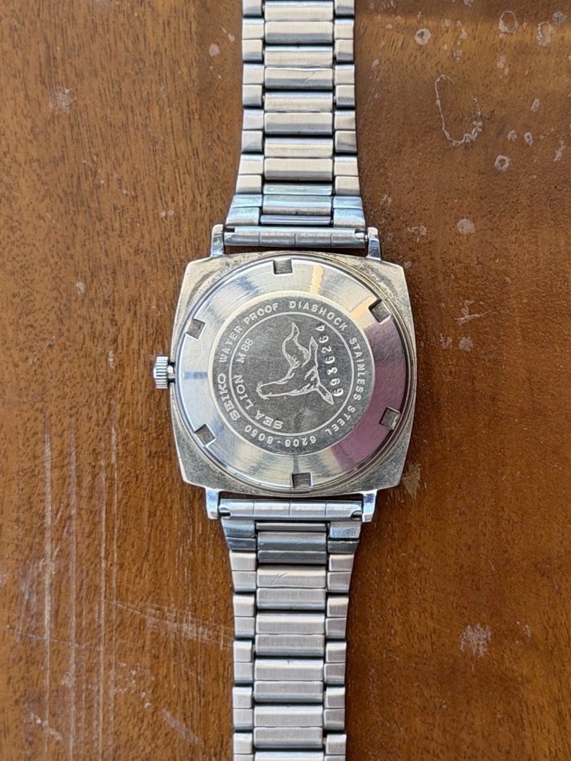 [1966] Vintage Seiko Weekdater Sealion (Category: Men's Watches) located in San Jose. Submitted by midnightwatchersph (Listing ID 1463967825, Image 3). Description: [1966] Vintage Seiko Weekdater M88 Sealion 6206-8050 White/silver dial Seiko 6206 automatic movement Working quickset Aftermarket Seiko bracelet Rare Weekdater. Produced on from 1966-1967 (1 year) 35 mm case size (excluding crown) Collector’s timepiece. ✨ 8.8/10 condition 💸PRICE: 7,0