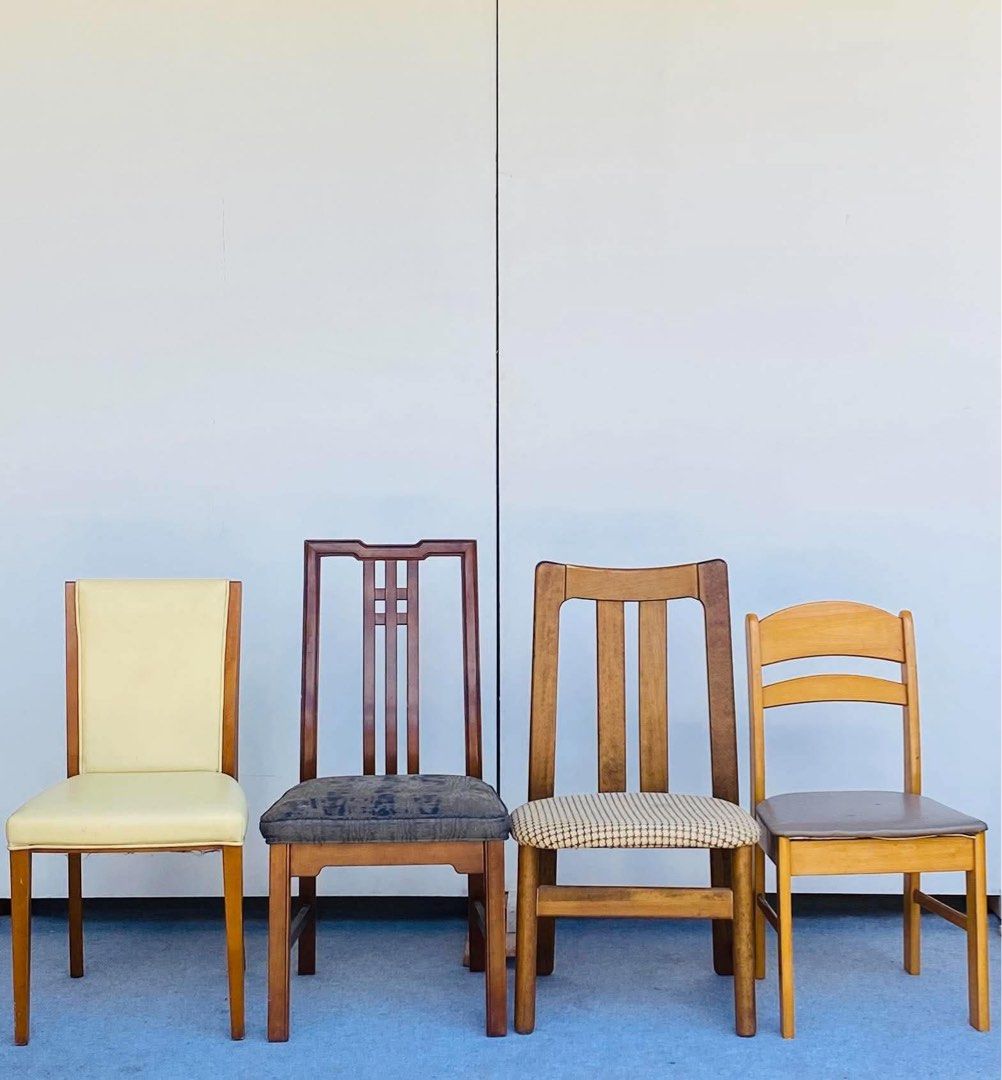 4PCS ASSORTED CHAIRS (Category: Chairs) located in Manila. Submitted by jerichocal17856 (Listing ID 1464071766, Image 1). Description: “JAPAN SURPLUS” 4PCS ASSORTED CHAIRS (AS-IS ITEM) IN GOOD CONDITION.