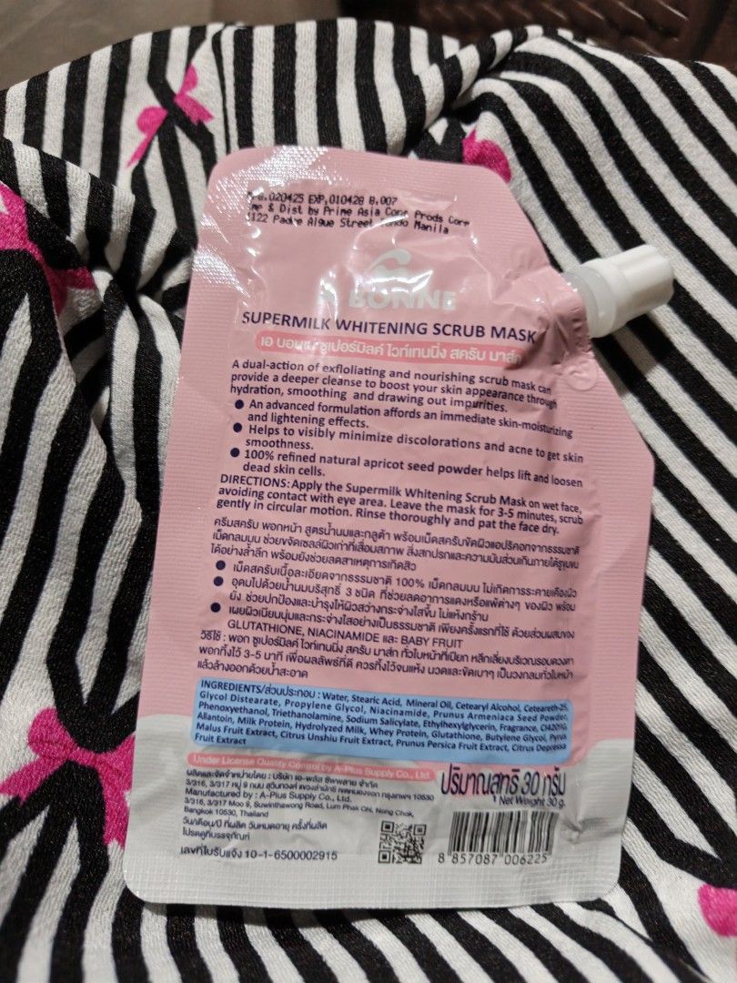 A'bonne Super Milk Scrub Mask (Category: Face Care) located in Valenzuela. Submitted by aashhhliii (Listing ID 1464104394, Image 2). Description: A'BONNE SUPER MILK SCRUB MASK - Scrub Mask - Brandnew - 99 - MOD: GCASH - 📦: LALAMOVE / JNT SHIPMENT - BUYER WILL SHOULDER SF ‼️ - STRICTLY PAYMENT FIRST ‼️ - CAN DO MEET UP IF MALAPIT LANG.